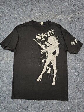 Vintage Skin Industries Black And White Graphic Tee Shirt Mens Large